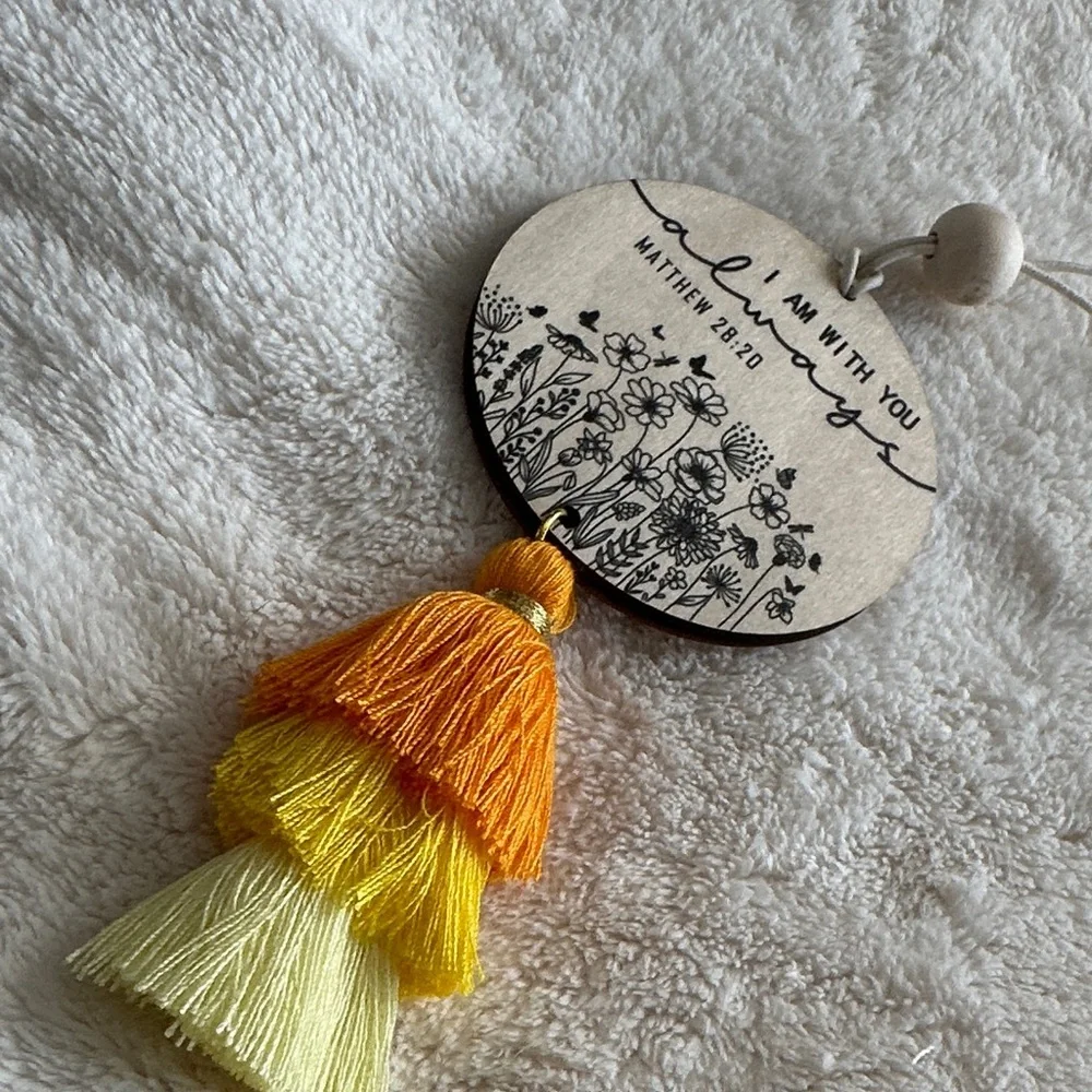 Inspirational Scripture Rear View Mirror Hanging Daily Inspiration with Tassels